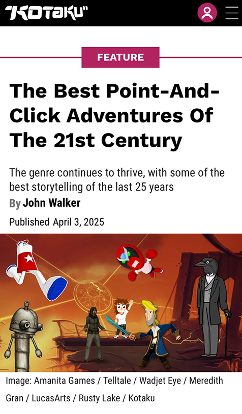 Kotaku Best Point and Click Adventure games of the 21st century