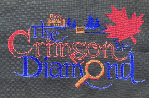 The Crimson Diamond logotype cross-stitch