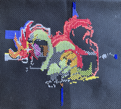 Rise of the Dragon cross-stitch progress