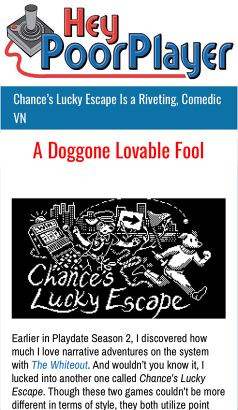 Hey Poor Player Review of Chance's Lucky Escape