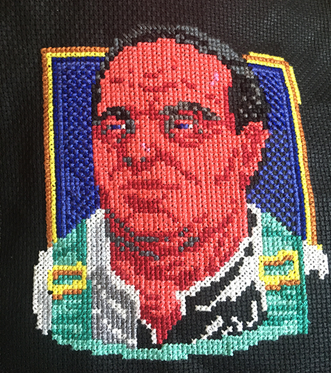 Cross-stitching progess