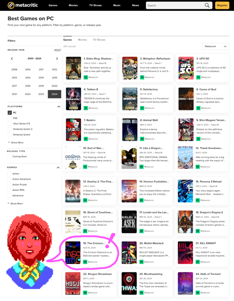 Metacritic top 20 of 2024