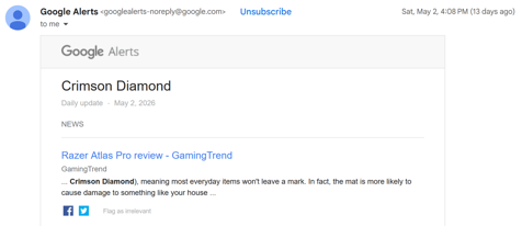 Google Alert for The Crimson Diamond
