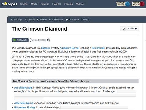 The Crimson Diamond's TV tropes page